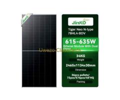 Jinko 615w 620w 625w Bifacial solar panels